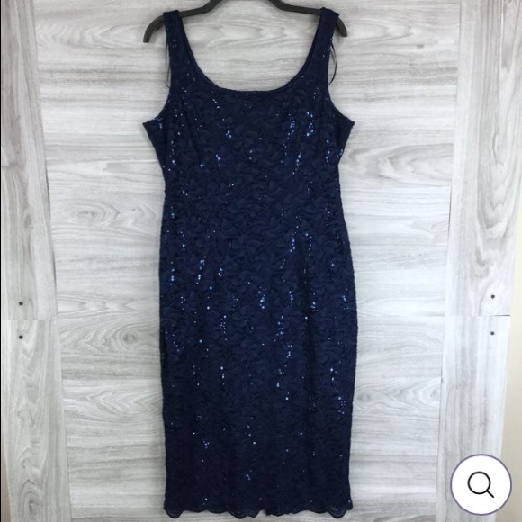 NEW Alex Evenings Sequin Lace Sheath Dress Size 16 - Picture 4 of 9